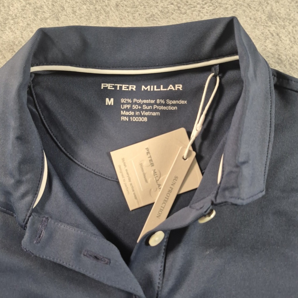 Peter Millar Womens Sun Protection UPF 50+ Golf Polo Shirt Navy Blue Size Medium - Picture 5 of 9